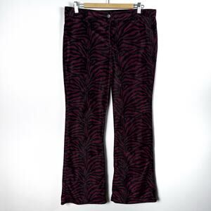 Vintage Serious LA Fuzzy Velvet Zebra Print Flare Pants Los Angeles Clothing Y2K